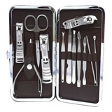 Kit Alicates 12 Peças Aço Pedicure Manicure Com Estojo Viagem Portátil