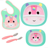 Kit Alimentação Bebê Babador Prato Talher E Bowl Refeição