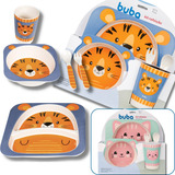 Kit Alimentação Bebê Infantil Prato Bowl Talheres Copo 5 Pçs