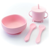 Kit Alimentacão Bebê Prato Bowl Garfo Colher Copo 4 Peças