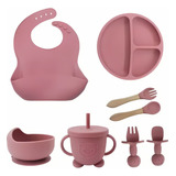 Kit Alimentação Bebê Silicone Premium Prato Infantil Babador