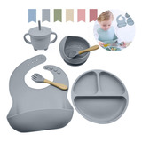 Kit Alimentação Bebê Silicone Premium Prato Infantil Babador