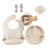 Kit Alimentação Bebê Silicone Ventosa Prato Infantil Babador