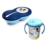Kit Alimentação Prato Colher E Copo De Treinamento Do Mickey