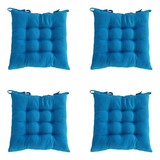 Kit Almofada Futon Assento De Cadeira Oxford 4 Unidades Cor Color 10 Azul Bic