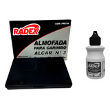 Kit Almofada Para Carimbo N 3 Preta Refil Tinta 40ml Radex
