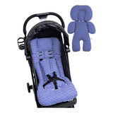 Kit Almofada Para Carrinho E Bebê Conforto Zig Zag Azul