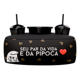 Kit Almofada Porta Pipoca Casal 2 Copos balde Séries Filmes