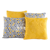 Kit Almofadas Cheias Amarela estampada Sala Sofa Decoração