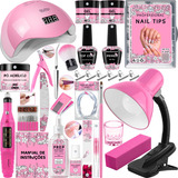 Kit Alongamento Unha Gel Cabine Lixadeira Elétrica Luminária