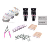 Kit Alongamento Unha Gel X d Polygel Cortador Clips Lixas