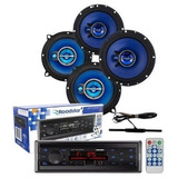 Kit Alto Falantes 5 E 6 Hurricane Rádio Mp3 Bt Antena