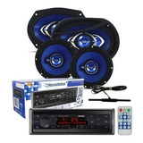 Kit Alto Falantes 6 6x9 Hurricane Rádio Mp3 Bt Antena