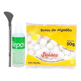 Kit Amaciante De Cutículas Espátula 222 E Pacote Algodão 50g