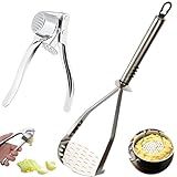 Kit Amassador Espremedor Manual De Batata Feijão E Legumes Inox Ergonômico Resistente Ao Calor Espremedor De Alho Multifuncional