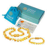 Kit Âmbar Infantil Colar Pulseira Original Várias Cores