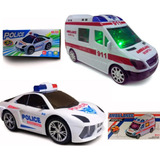 Kit Ambulância Polícia Som Luz Bate E Volta Brinquedo