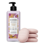 Kit Ameixa E Praliné Creme Corporal Sabonete Em Barra 4x