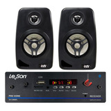 Kit Amplificador 120w Som Ambiente 2 Caixas Parede Preto
