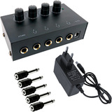 Kit Amplificador Fone De Ouvido 4 Canais C 5 Adaptadores P2