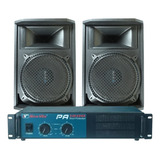 Kit Amplificador Pa1200-600w Rms+2 Caixas De Retorno 450wrms