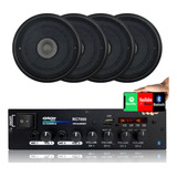 Kit Amplificador Som Ambiente Bt 4ch 4 Caixas Embutir 5pol