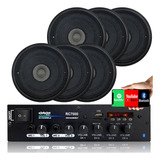 Kit Amplificador Som Ambiente Bt 4ch 6 Caixas Embutir 5pol