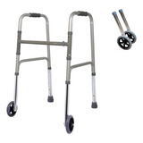 Kit Andador Alumínio Fixo Par De Rodas 100 Kg Dellamed