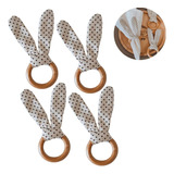 Kit Anéis Porta Guardanapo De Páscoa Argola Orelha De Coelho Cor Marrom
