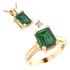 Kit Anel E Colar Esmeralda Vintage - Prata 925 Dourada 18k