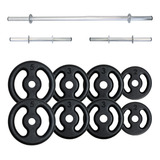 Kit Anilhas 26kg   2 Barras 40cm   1 Barra 120cm