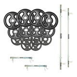 Kit Anilhas 30 Kg 2 Barras 40cm Barra 120 Barras 150