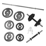 Kit Anilhas 30kg 2 Barras 40cm Com Rosca Pró E 1 Barra 1 20