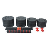 Kit Anilhas Com Halter E Barra Central 30kg Kit Musculação