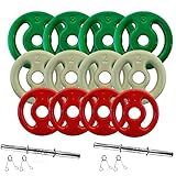 Kit Anilhas Emborrachadas 24 Kg Barras 40cm Com Presilhas