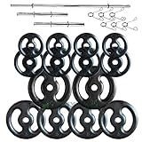 Kit Anilhas Ferro Fundido 60 Kg Barras Com Presilhas