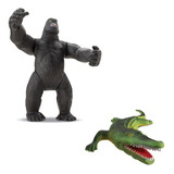 Kit Animal De Brinquedo Gorila King Kong Jacaré Crocodilo