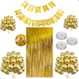 Kit Aniversário Festa Metalizada Decoração 54 Peças Balões