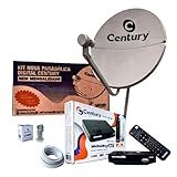 Kit Antena Bipartida Century KU 60 Cm Receptor Midiabox B7 LNBF Simples Cabo 15M C Conectores
