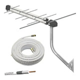 Kit Antena Digital Externa Log 16 8 Mts Cabo Suporte