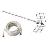 Kit Antena Digital Terrestre Uhf Yagi Hdtv Cabo Rg59 15m