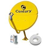 Kit Antena KU Bipartida 60cm Amarela LNBF Simples Cabo 15M C Conectores Century