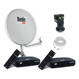 Kit Antena Parabólica 2 Receptores Sat Hd Bs9900 E Lnb Duplo