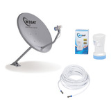 Kit Antena Parabólica Banda Ku 60cm W3sat   Lnb   Kit Cabo
