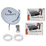 Kit Antena Parabólica Century 60cm- Receptor Mídia Box B7- 2 Cabos Coaxiais 15m E LNBF Duplo