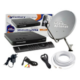 Kit Antena Parabólica Receptor Century Midia Boxb7 Lnb Duplo