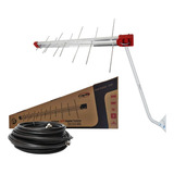 Kit Antena Uhf Tv Digital Com Mastro Cabo Rg6 De 20m