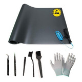 Kit Anti estático Manta Cabo Pulseira Luva Pincel E Pinças