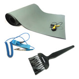Kit Antiestatico Manta 600x400mm Cinza Pulseira C fio Pincel