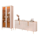 Kit Aparador Buffet Lia Cristaleira Tarsila Off White Freijó